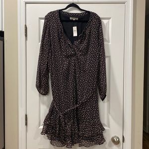 Lane Bryant Black Floral Self Tie Dress - size 20 NWT